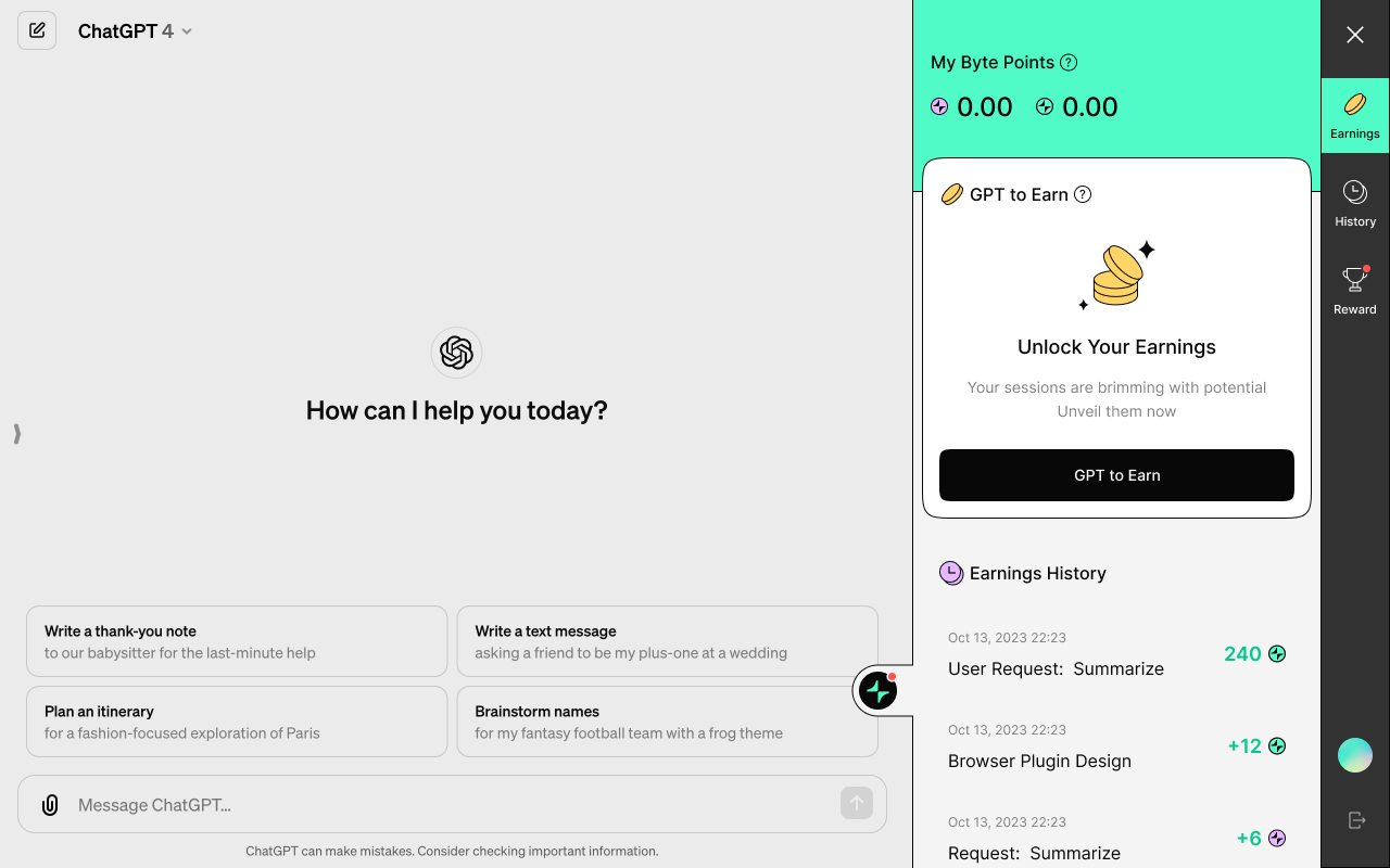 Aggregata GPT-to-Earn 扩展程序